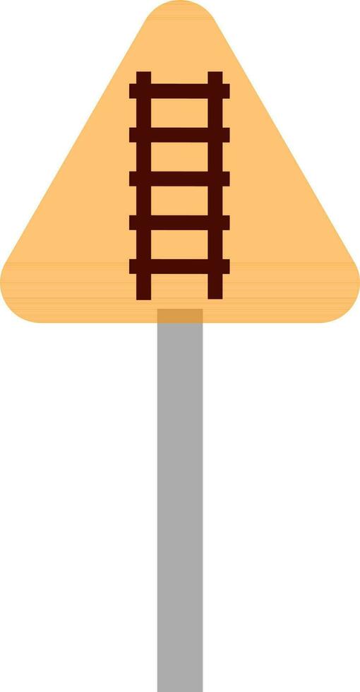 Railroad sign board in triangle. vector