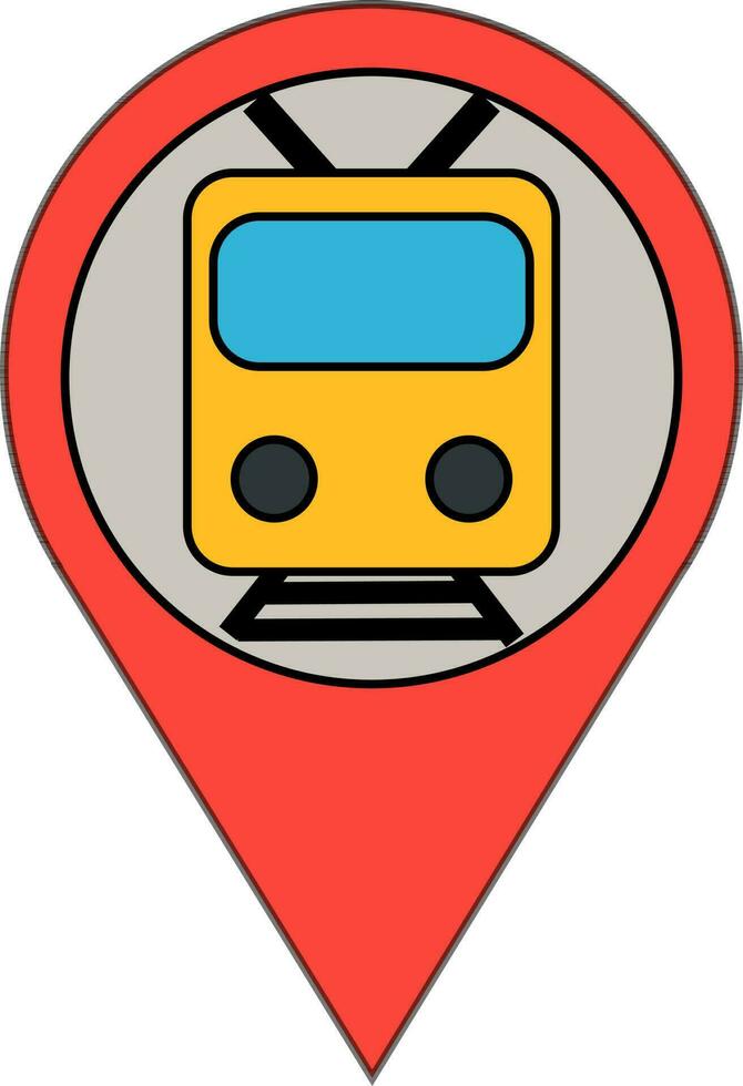 Train location pointer pin icon. vector