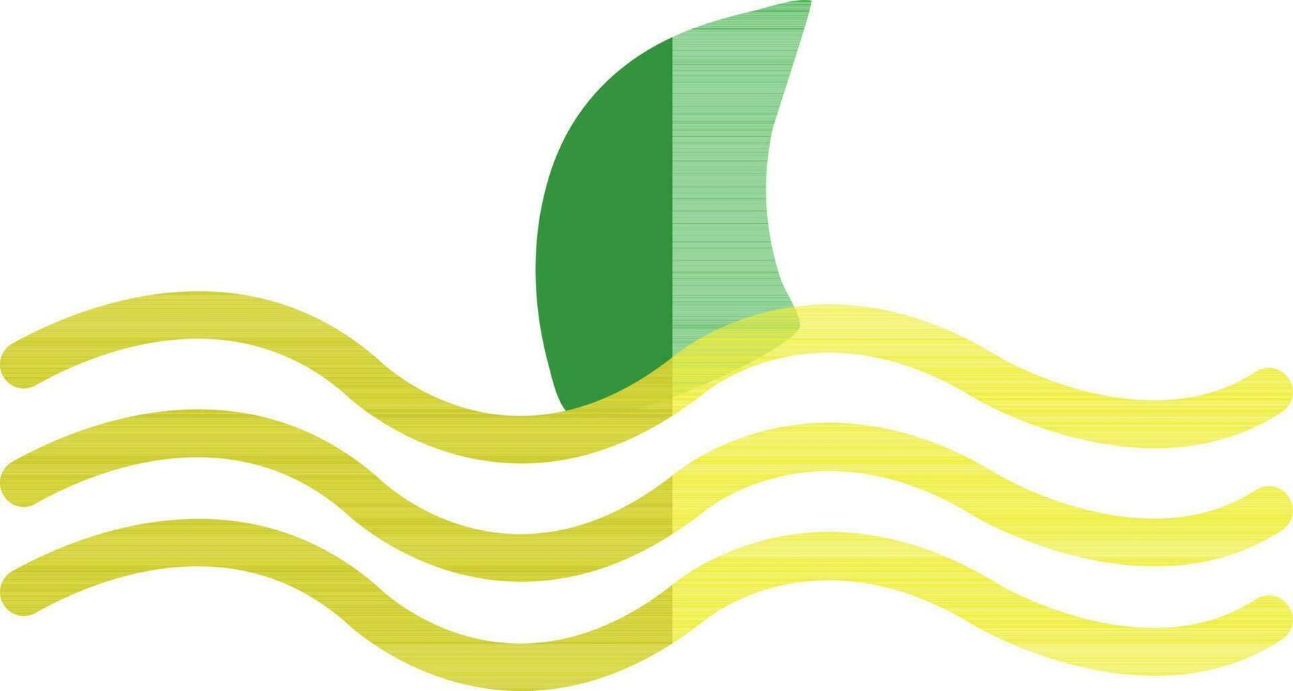 Shark fin in yellow and green color. vector