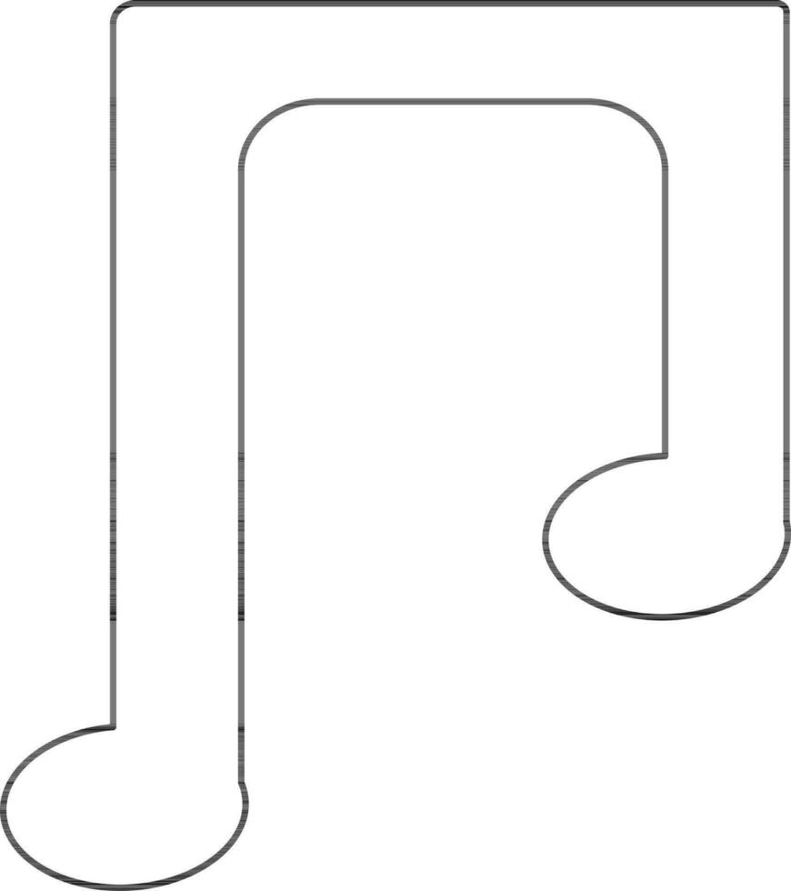 Black line art music note in flat style. vector