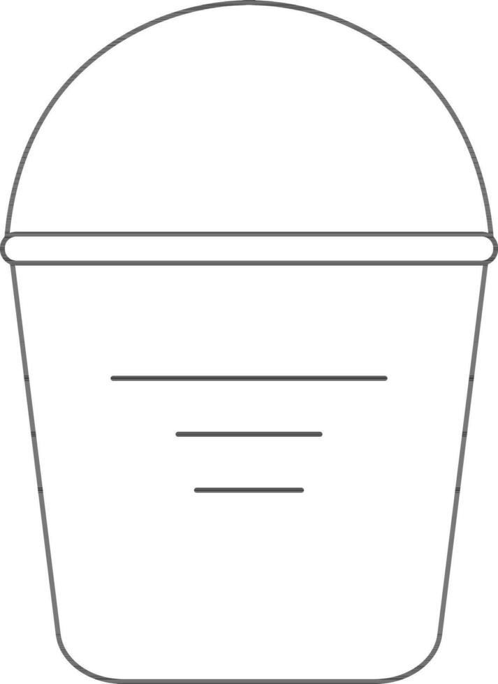 Bucket in black line art. vector