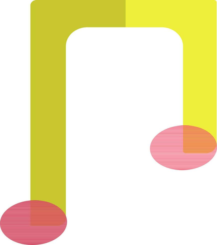 amarillo y rosado música Nota en plano estilo. vector