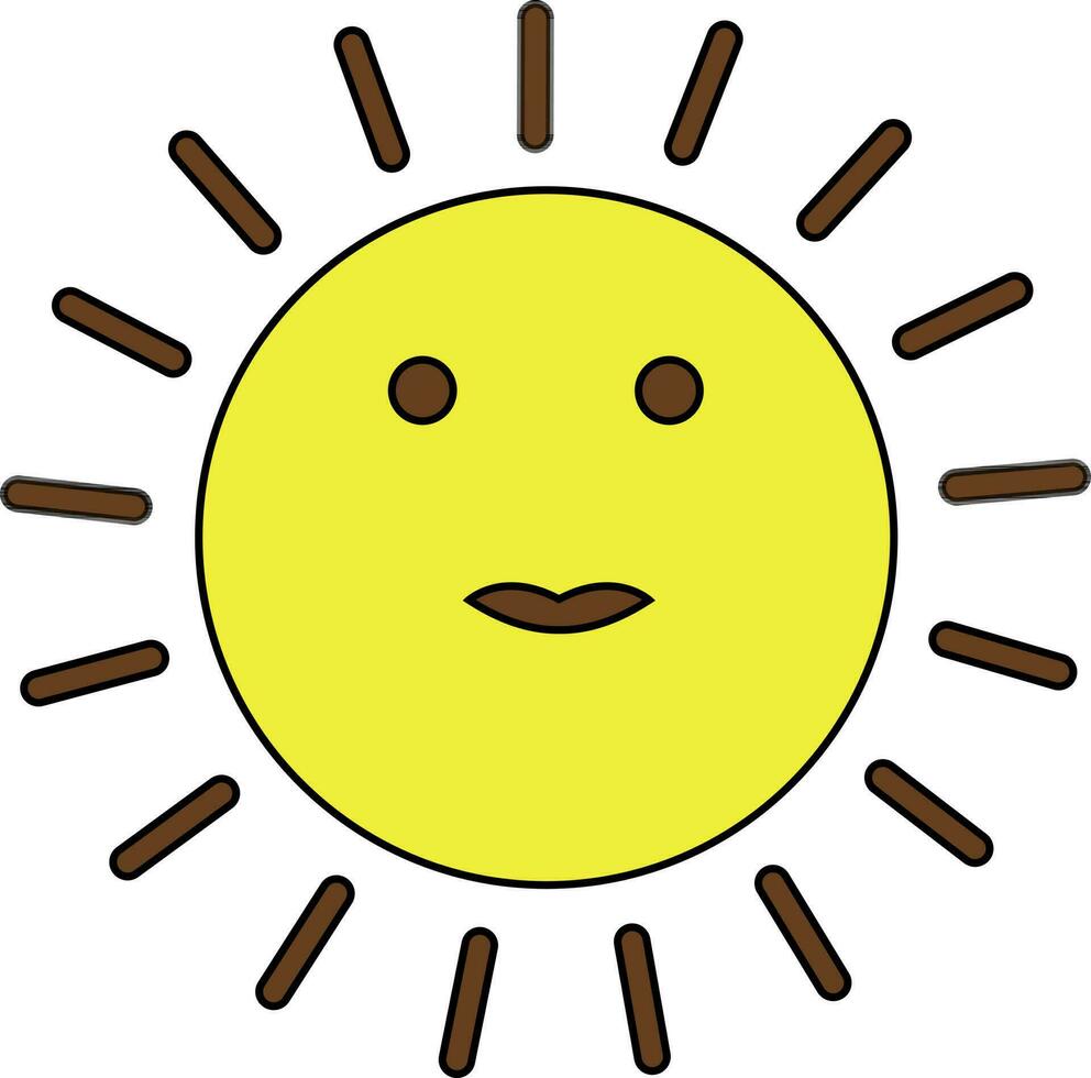 Character of sun in yellow and brown color. vector