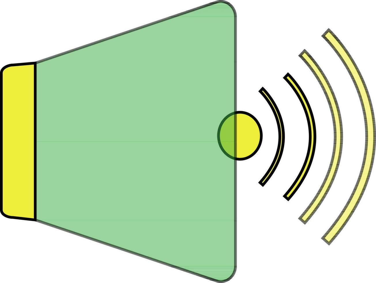 Loudspeaker in green and yellow color. vector