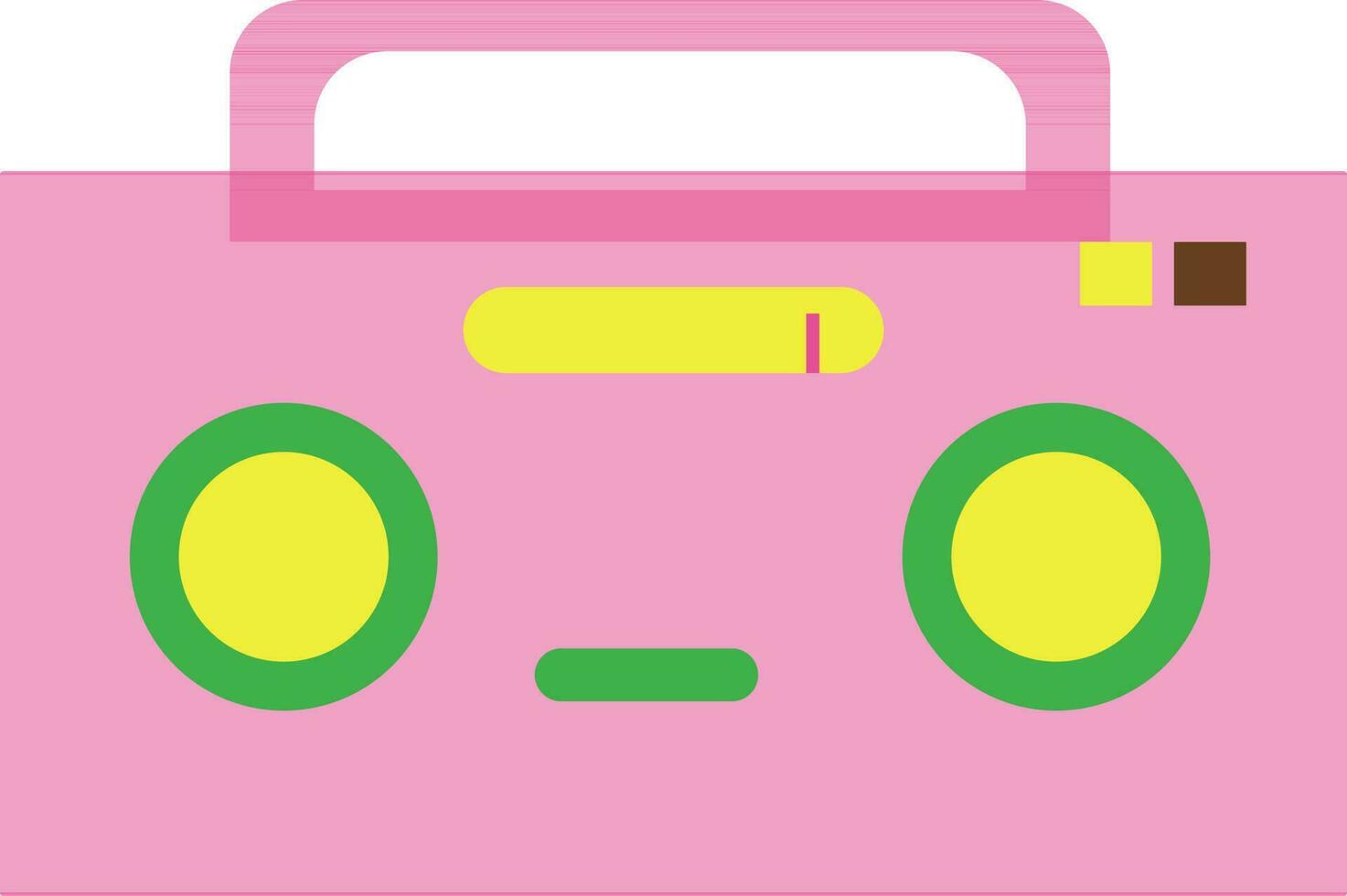 Pink and yellow radio in flat style. vector