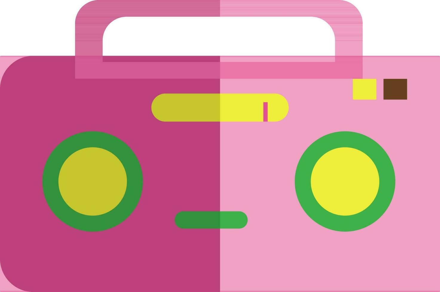 Pink and yellow radio in flat style. vector
