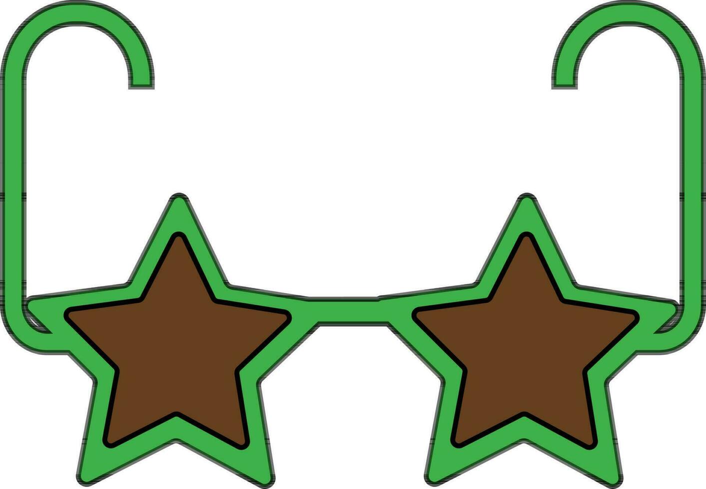 Green and brown sunglass in stars shape. vector