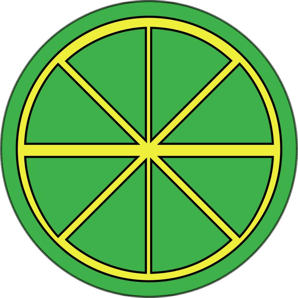 Slice of lemon in green and yellow color. vector