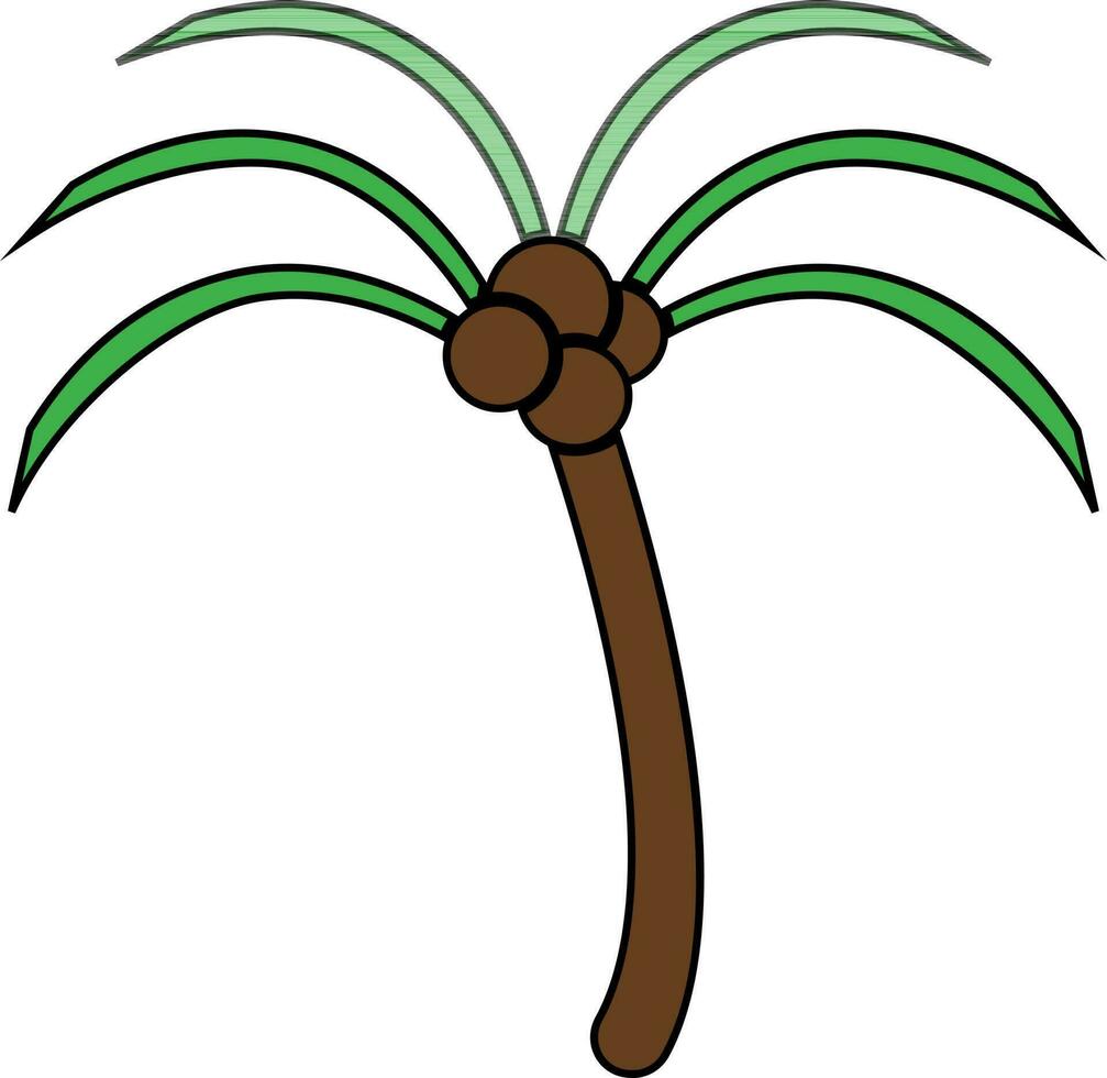 Green and brown coconut tree. vector