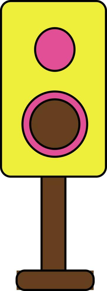 Yellow and brown traffic light signal in flat style. vector