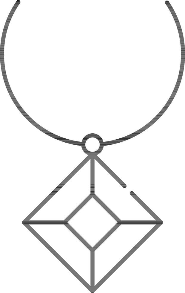 Rhombus Pendant Icon In Black Outline Style. vector