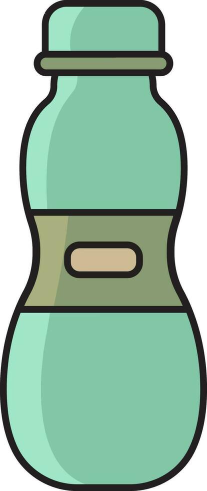 Olive And Teal Thermos Bottle Flat Icon. vector