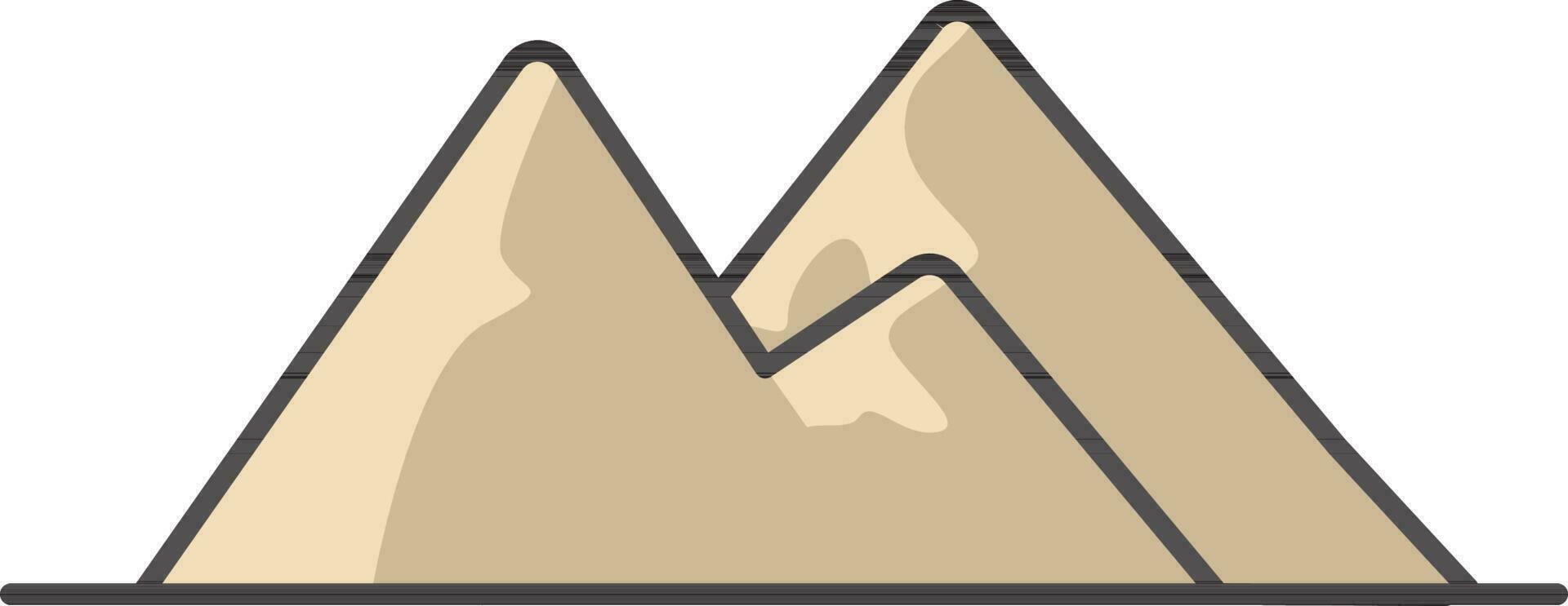 Peach Mountain Landscape Icon In Flat Style. vector