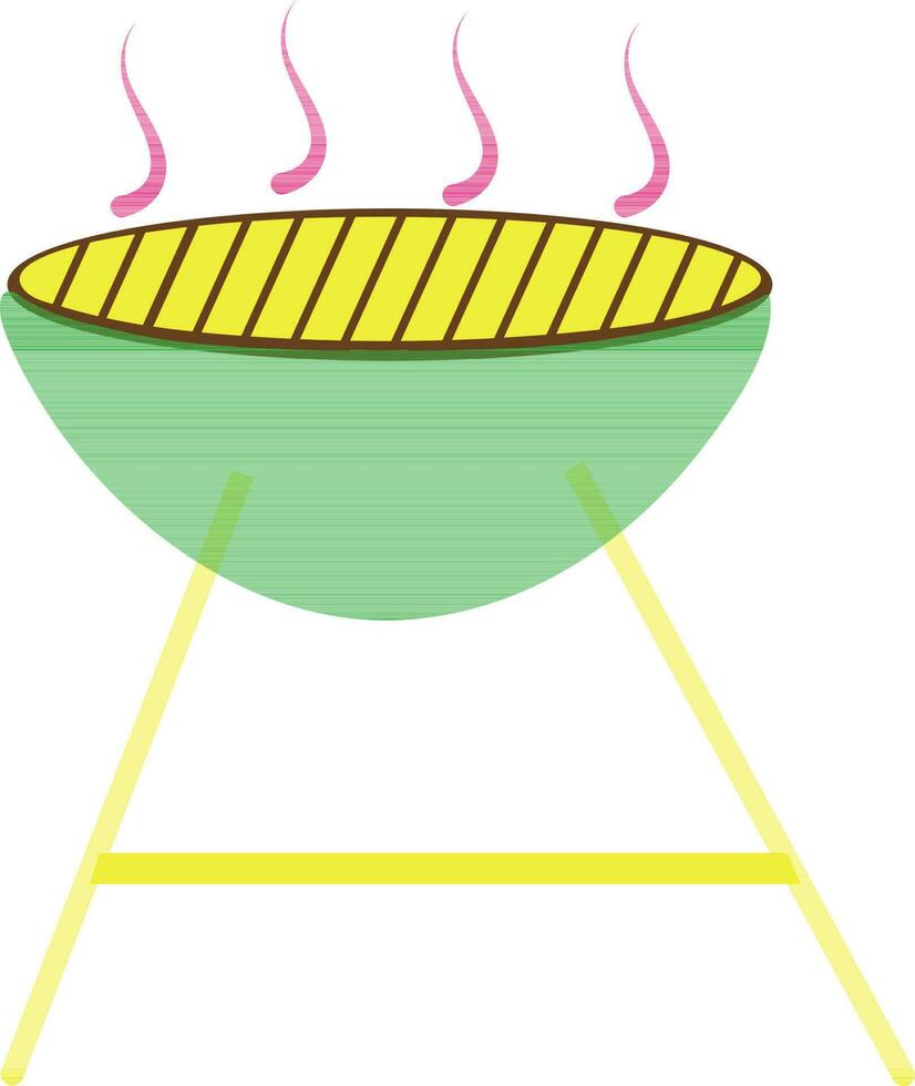 Barbecue on grill in green and yellow color. vector