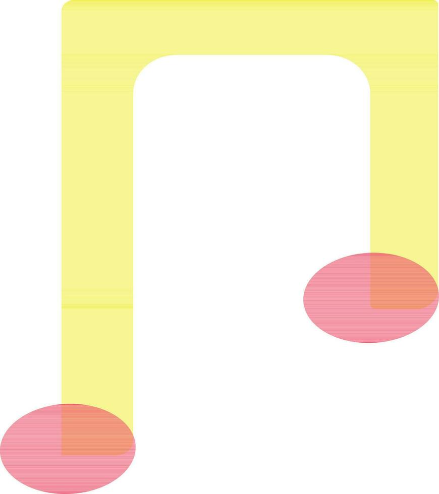 amarillo y rosado música Nota en plano estilo. vector
