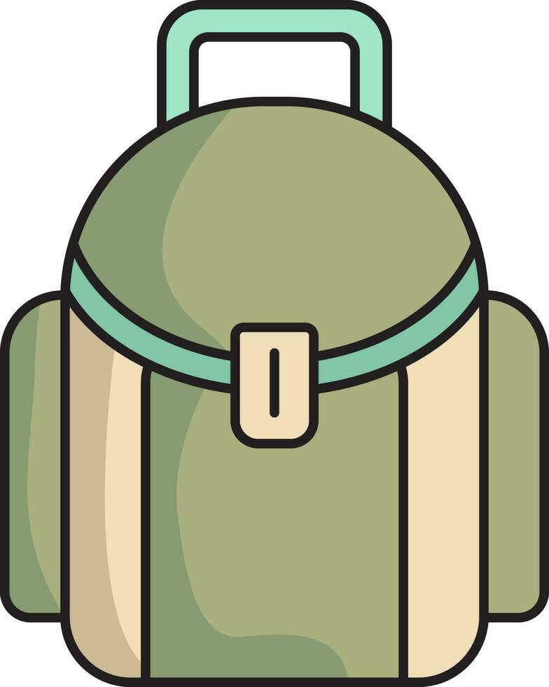 Tricolor Traveling Bag Or Backpack Flat Icon. vector