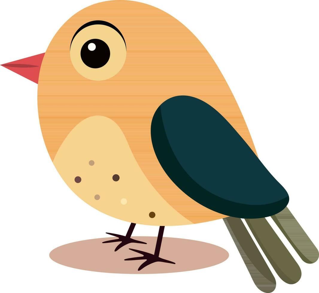 Vector Illustration of Cute Bird Character In Flat Style.