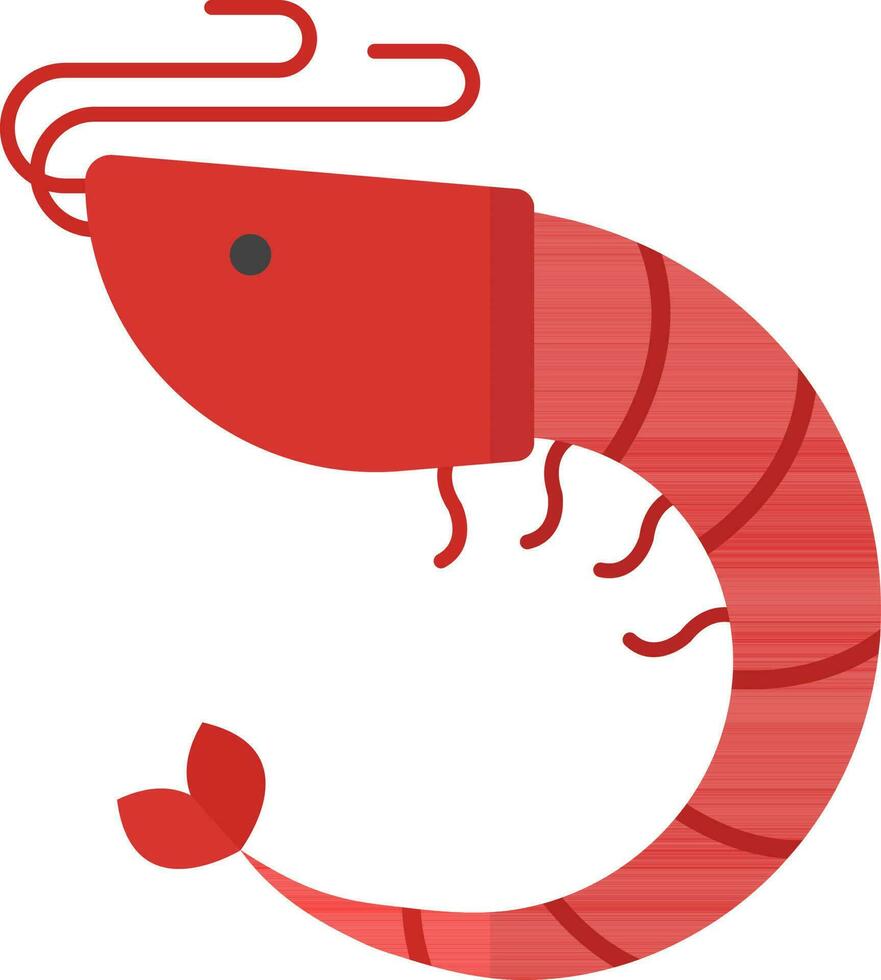 Red Shrimp Icon In Flat Style. vector