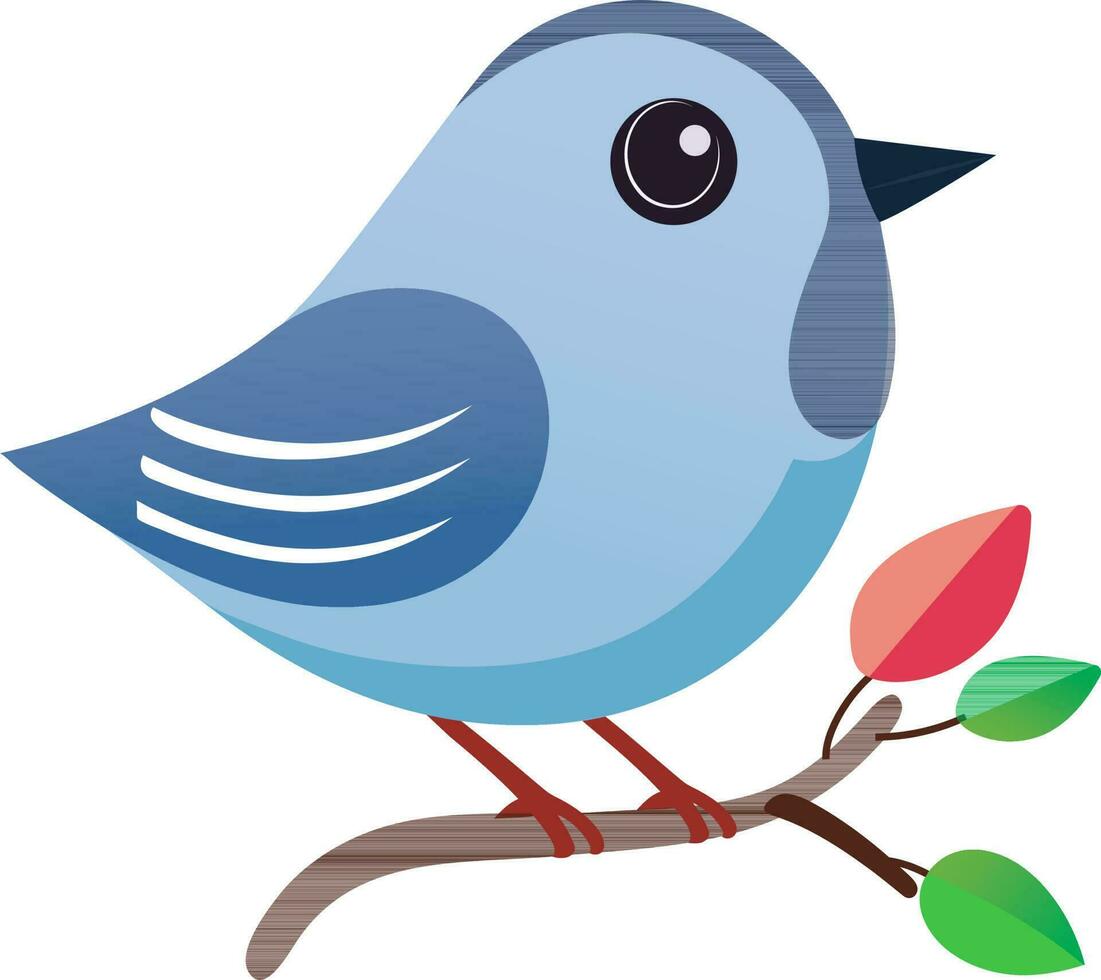 Illustration of Bird Sitting On Branch Icon In Blue Color. vector