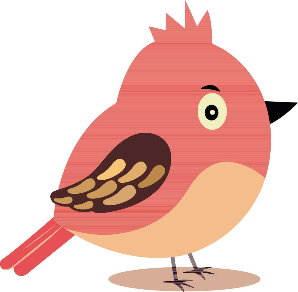 Orange And Peach Titmouse Bird Icon In Flat Style. vector