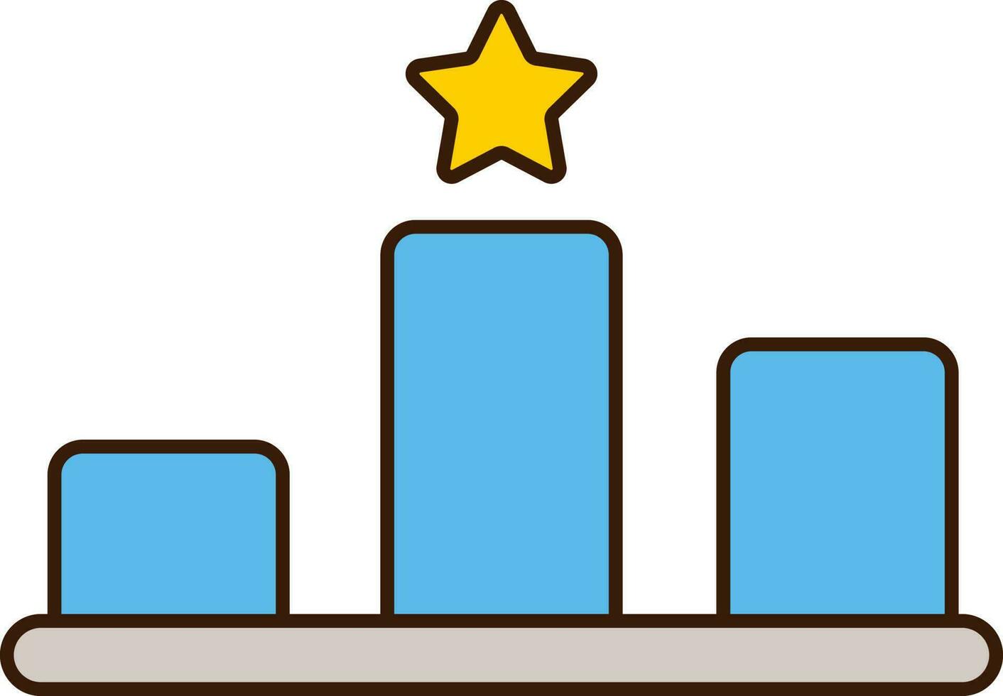 Isolated Bar Chart With Star Icon In Flat Style. vector