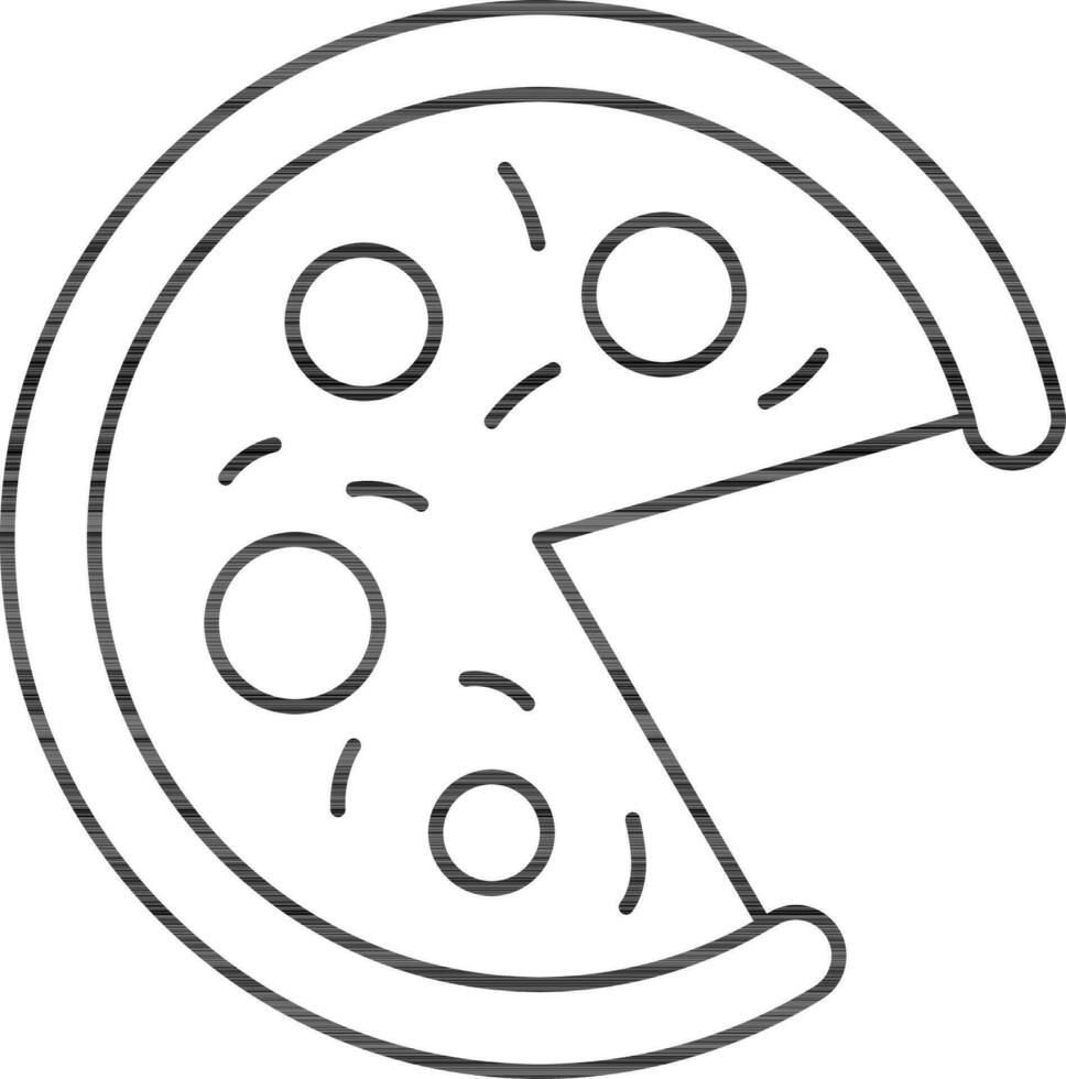 Illustration Of Pizza Icon In Black Stroke. vector