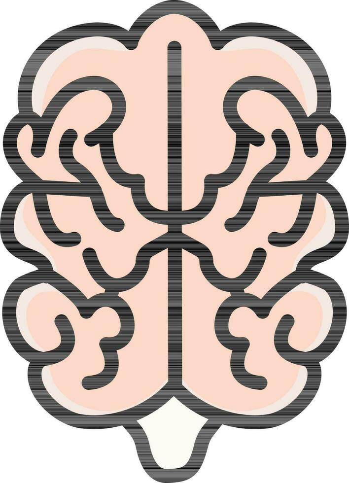 Flat Style Brainstorm Front View Icon In Peach Color. vector