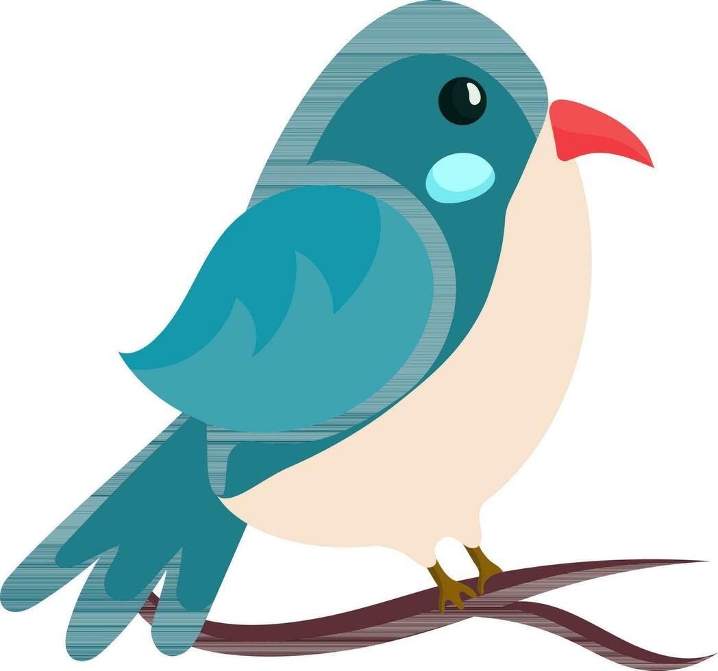 vector de pájaro sentado en rama en verde azulado y melocotón color.