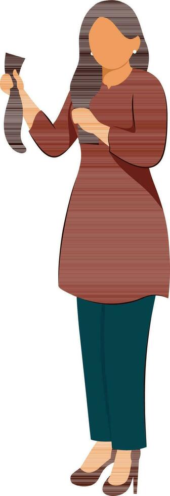 ilustración de sin rostro niña personaje participación pelo después siendo cortar. vector