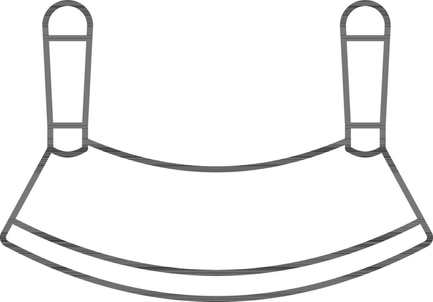 Isolated Mezzaluna Knife Icon In Black Outline Style. vector