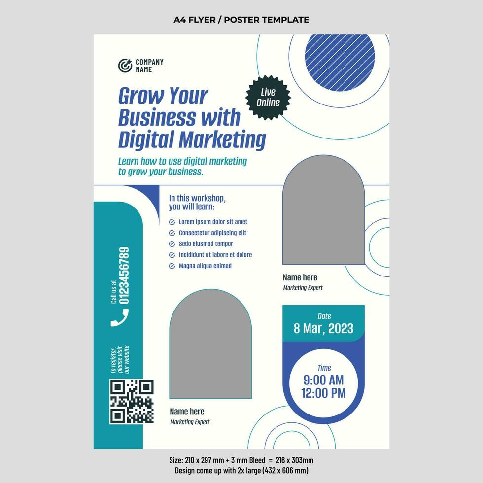 Digital marketing online workshop flyer vector design template 24505826