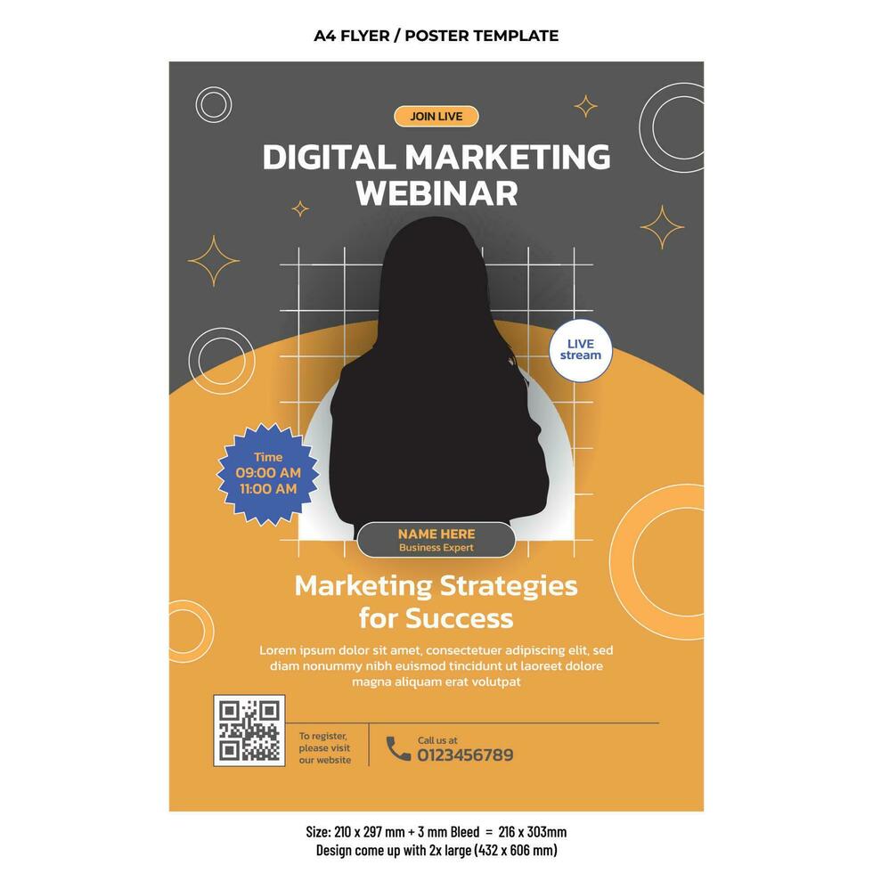 Digital marketing online workshop flyer vector design template