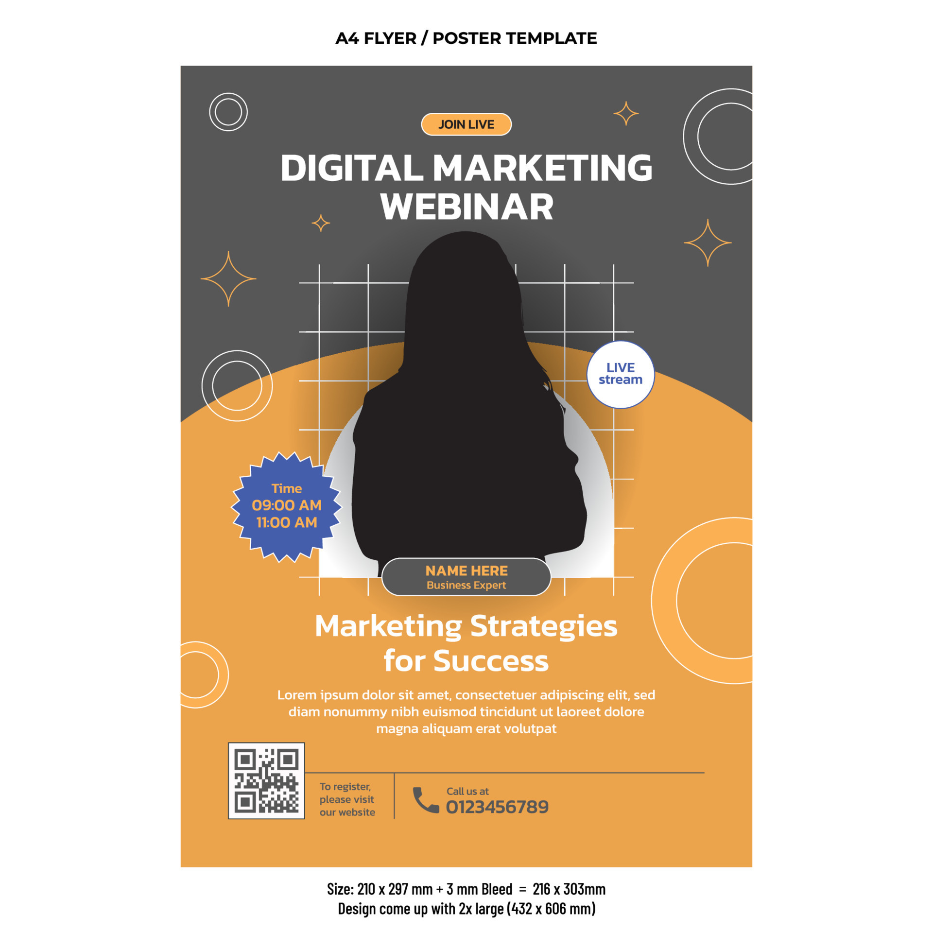 Digital marketing online workshop flyer vector design template 24505832