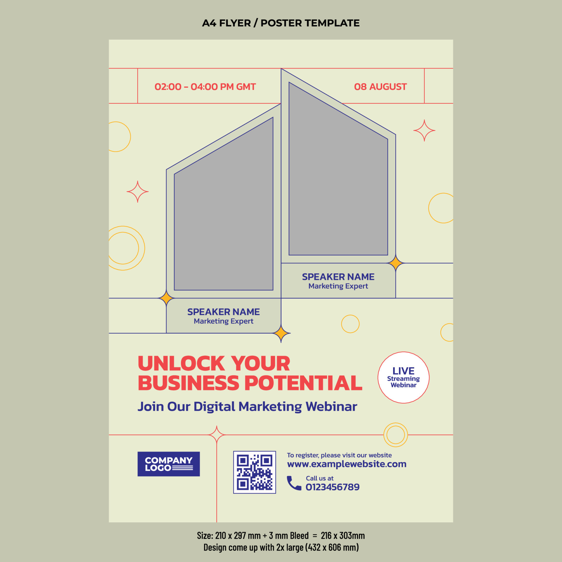 Digital marketing online workshop flyer vector design template 24505834