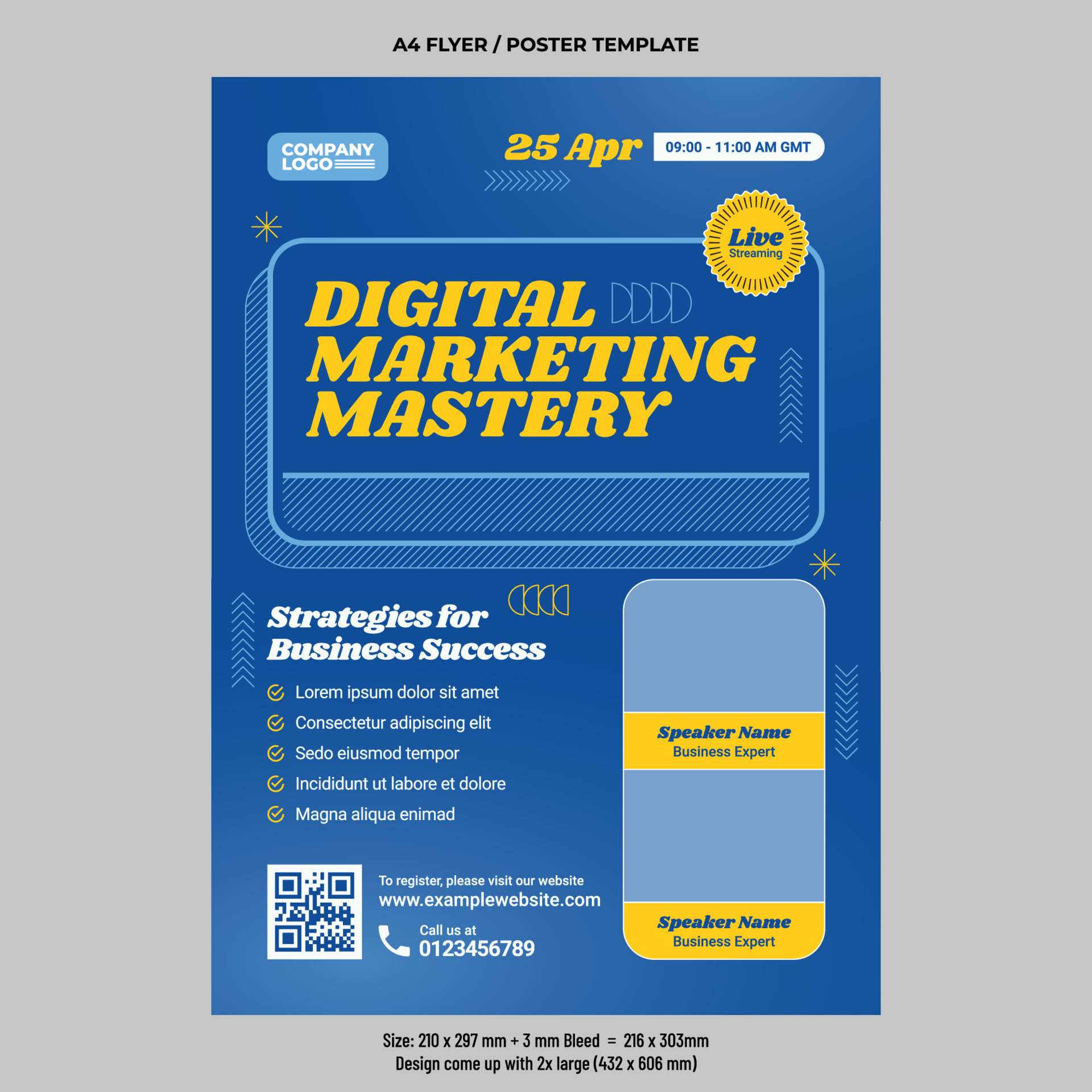 Digital marketing online workshop flyer vector design template 24505843
