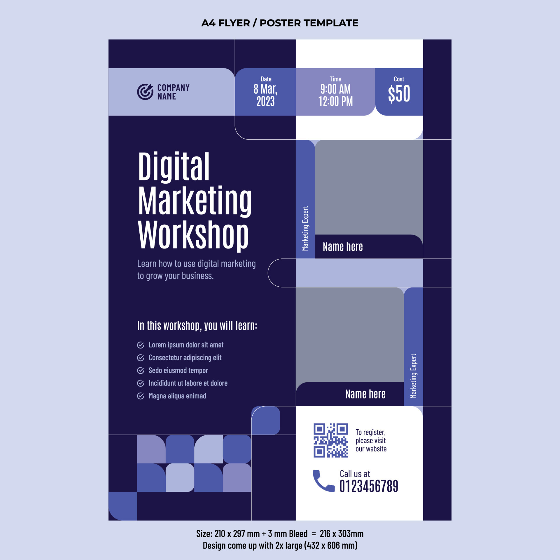Digital marketing online workshop flyer vector design template 24505845