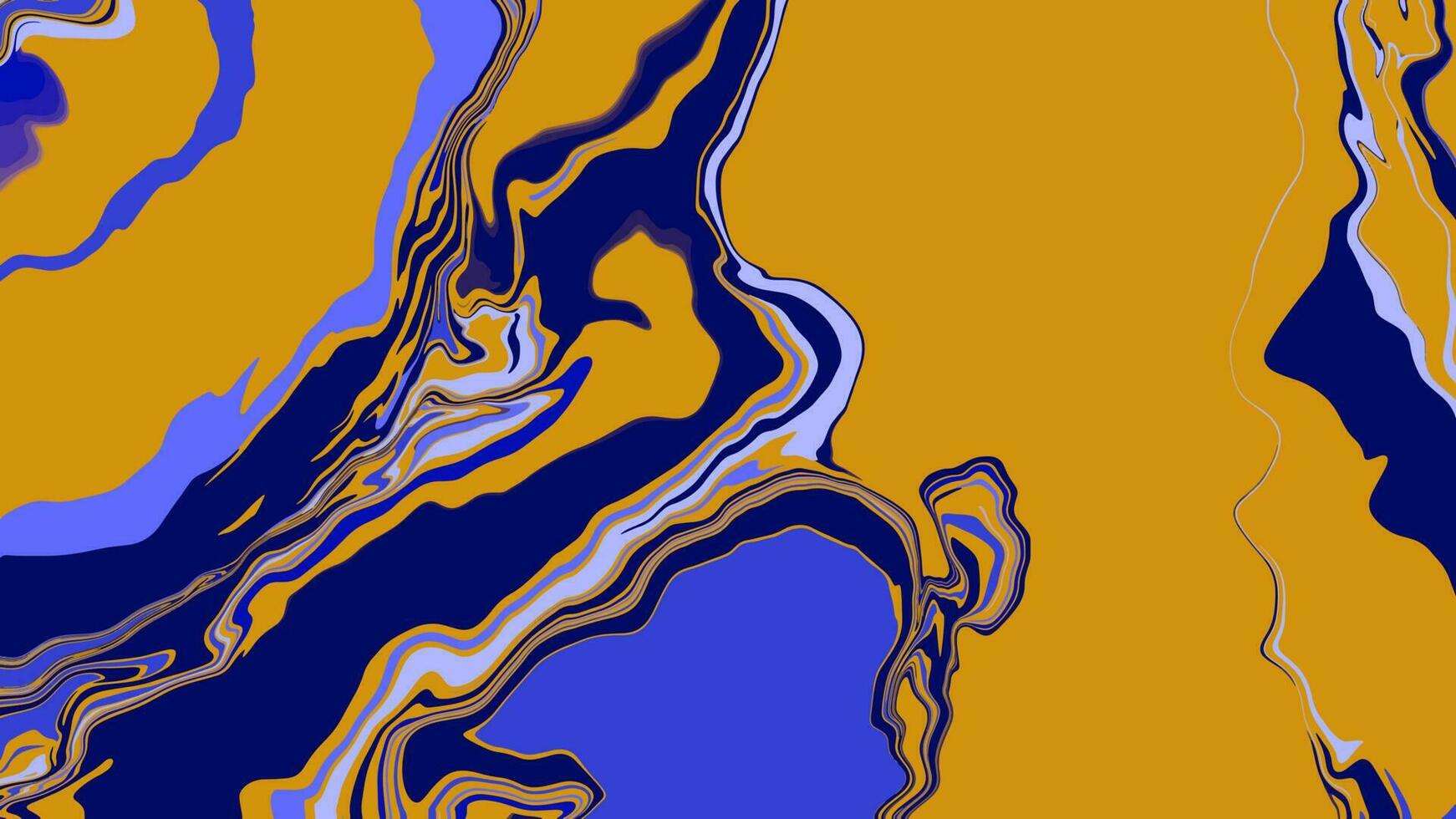 Background with marble texture. Abstract painting mix stains. Yellow and blue liquid paint that flows. vector