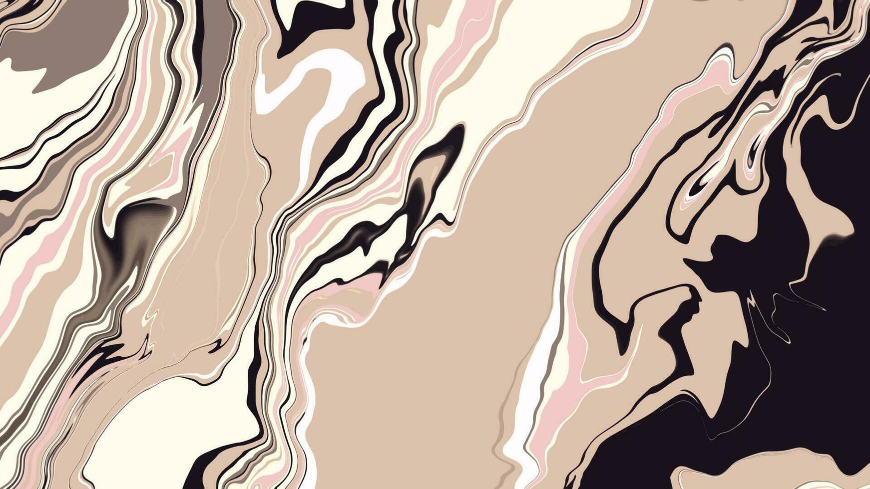 Background with marble texture. Abstract painting mix stains. Beige and black liquid paint that flows. vector