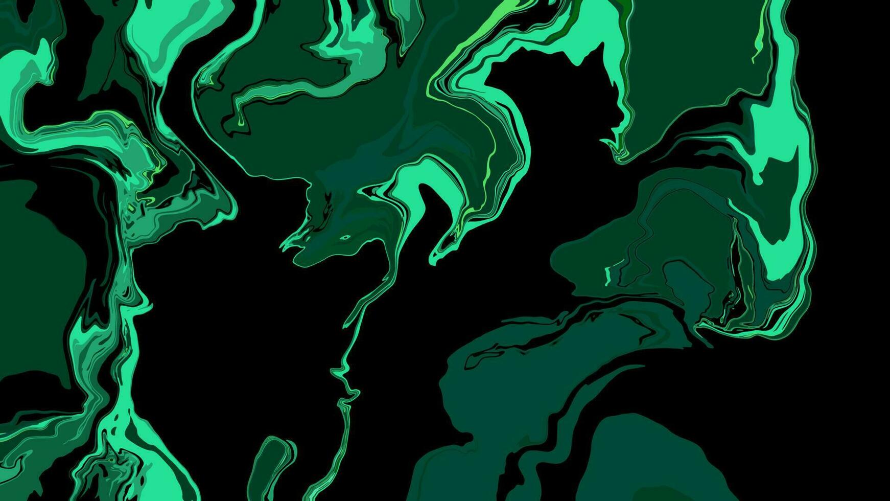 Background with marble texture. Abstract painting mix stains. Green and black liquid paint that flows. vector