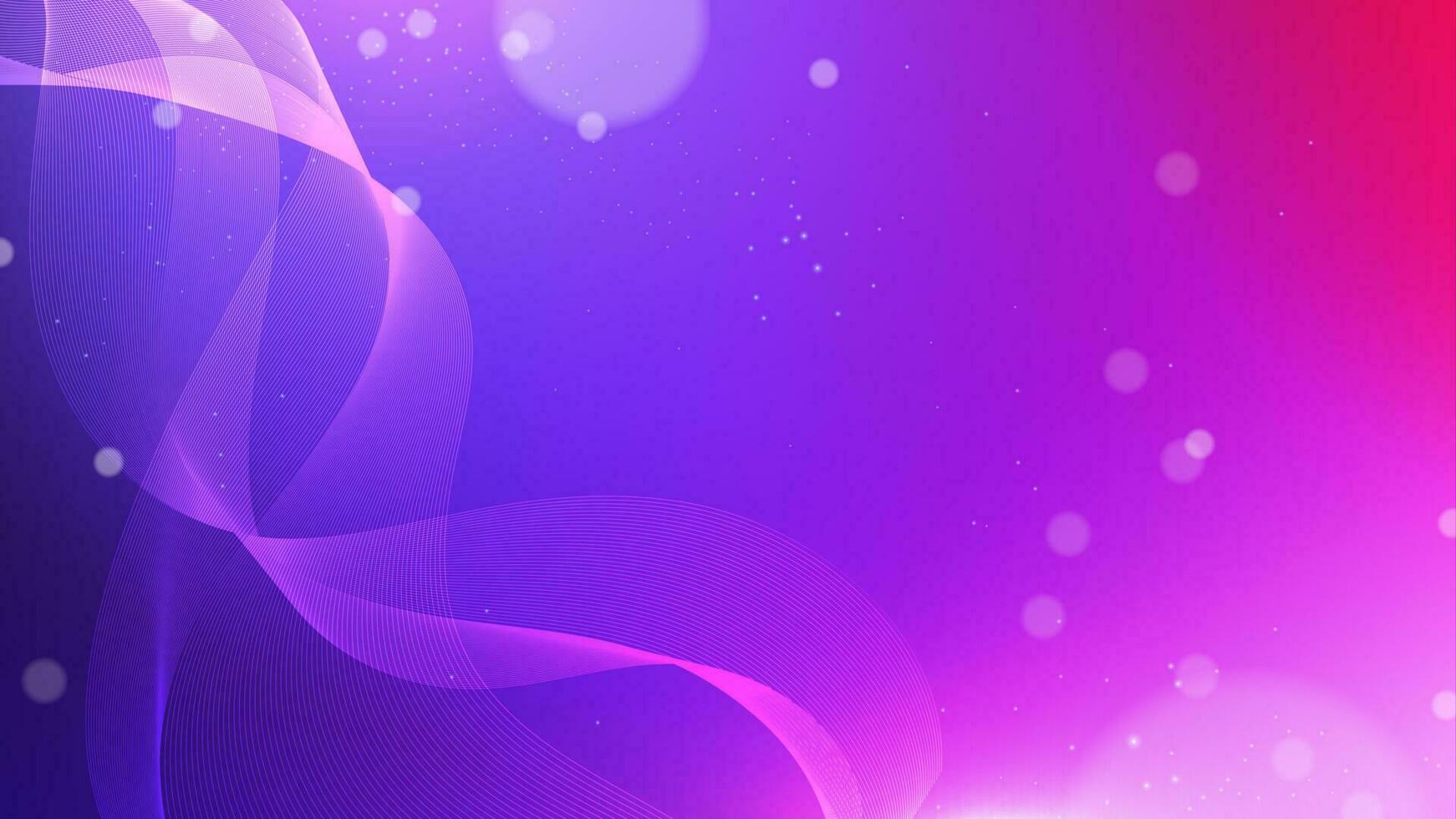 Abstract purple and pink gradient waves background. Glowing lines with glitter particles vector