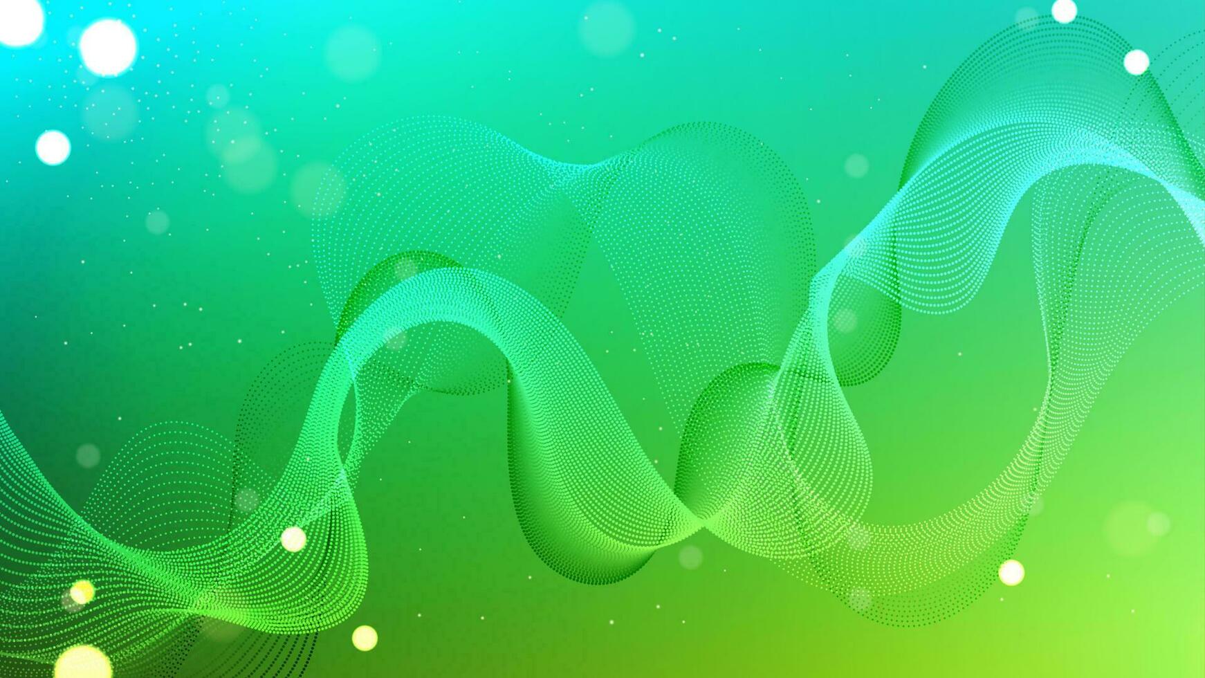 resumen degradado ondulado antecedentes. hermosa fractal líneas fondo de pantalla con Brillantina partículas creativo digital espectro concepto en el verde degradado antecedentes vector