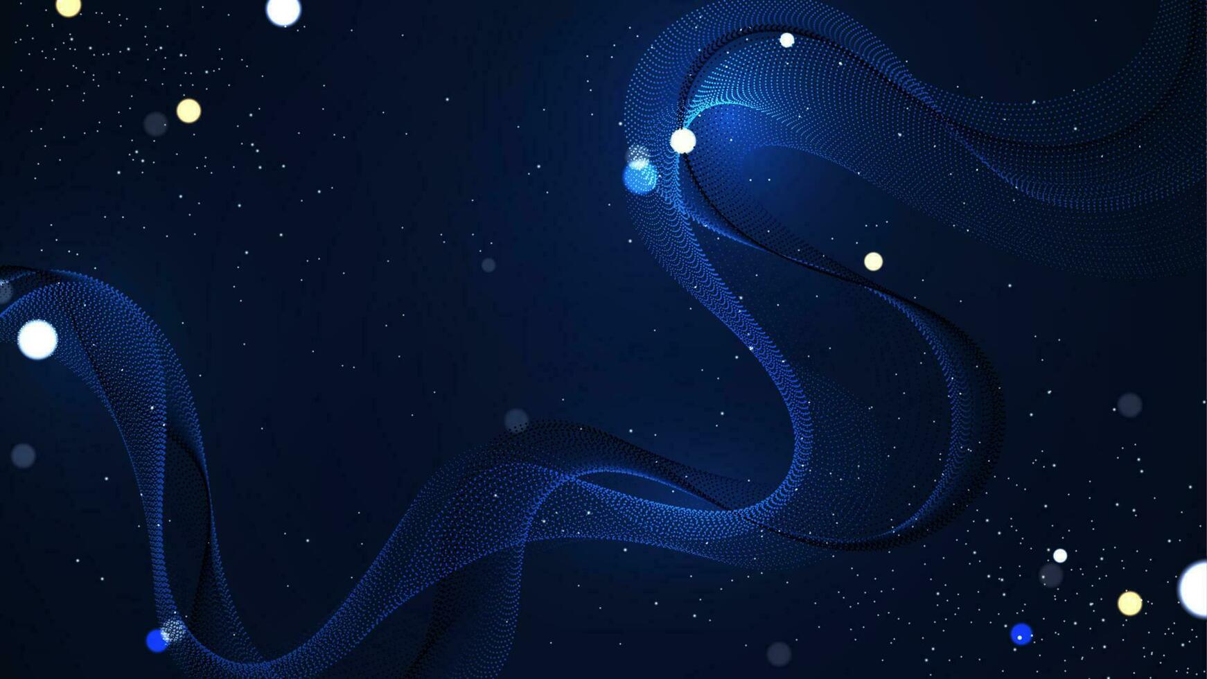 Abstract gradient wavy background. Beautiful fractal lines wallpaper with glitter particles. Creative digital spectrum concept in the blue gradient background vector