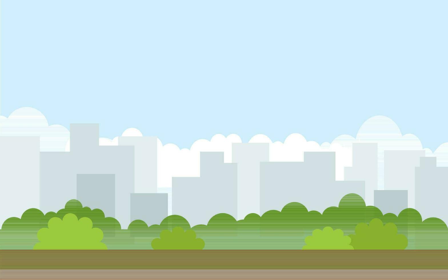 Spring Summer City Landscape with Buildings and Green Ground vector
