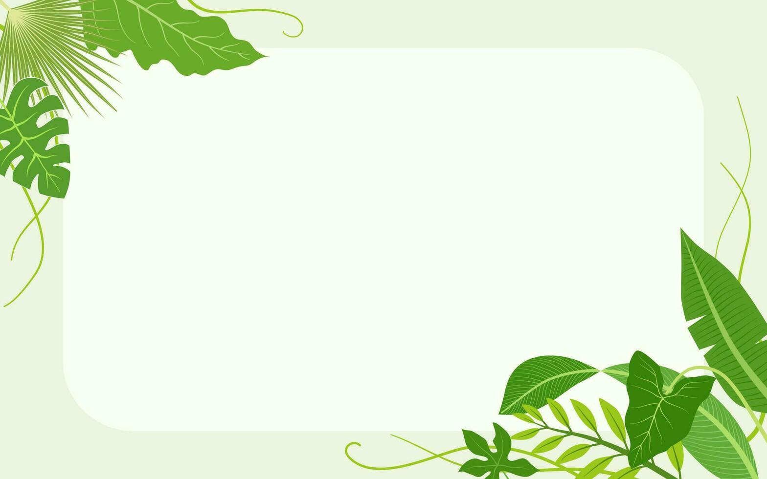 Green Tropical Leaves Background. Exotic Green Leaves Frame with Copy Space vector