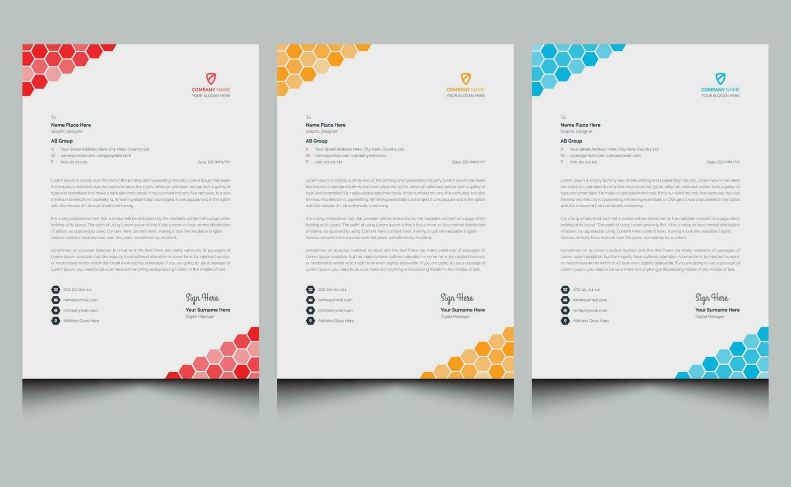 Simple clean colorful elegant abstract minimalist creative corporate modern professional business letterhead design template. vector