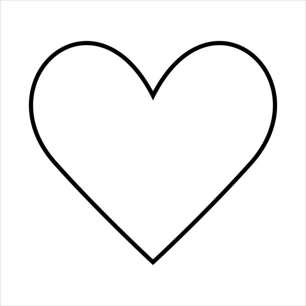 Heart Shape Outline Isolated Vector Illustration