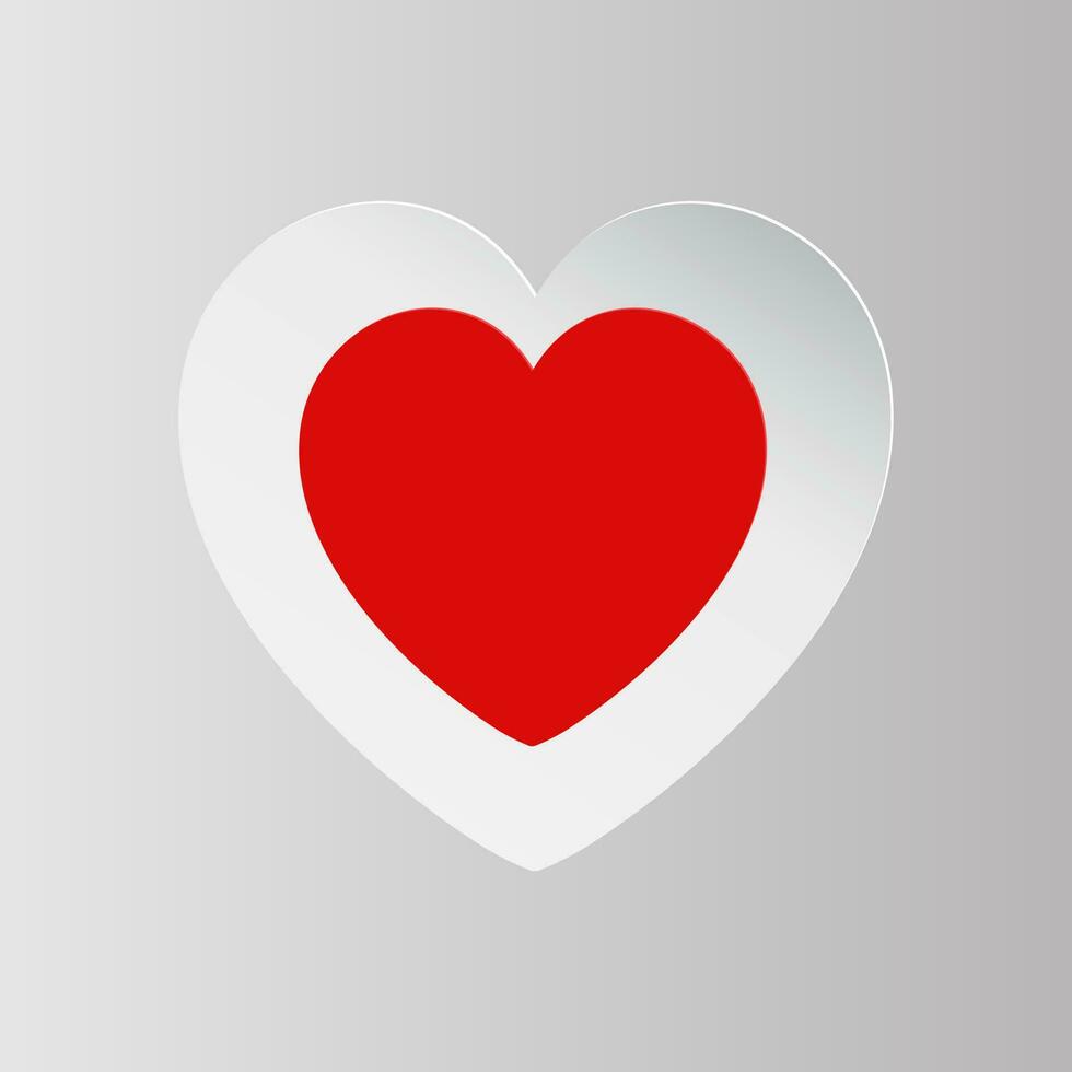 Red and White Realistic Heart Design Vector Illustration