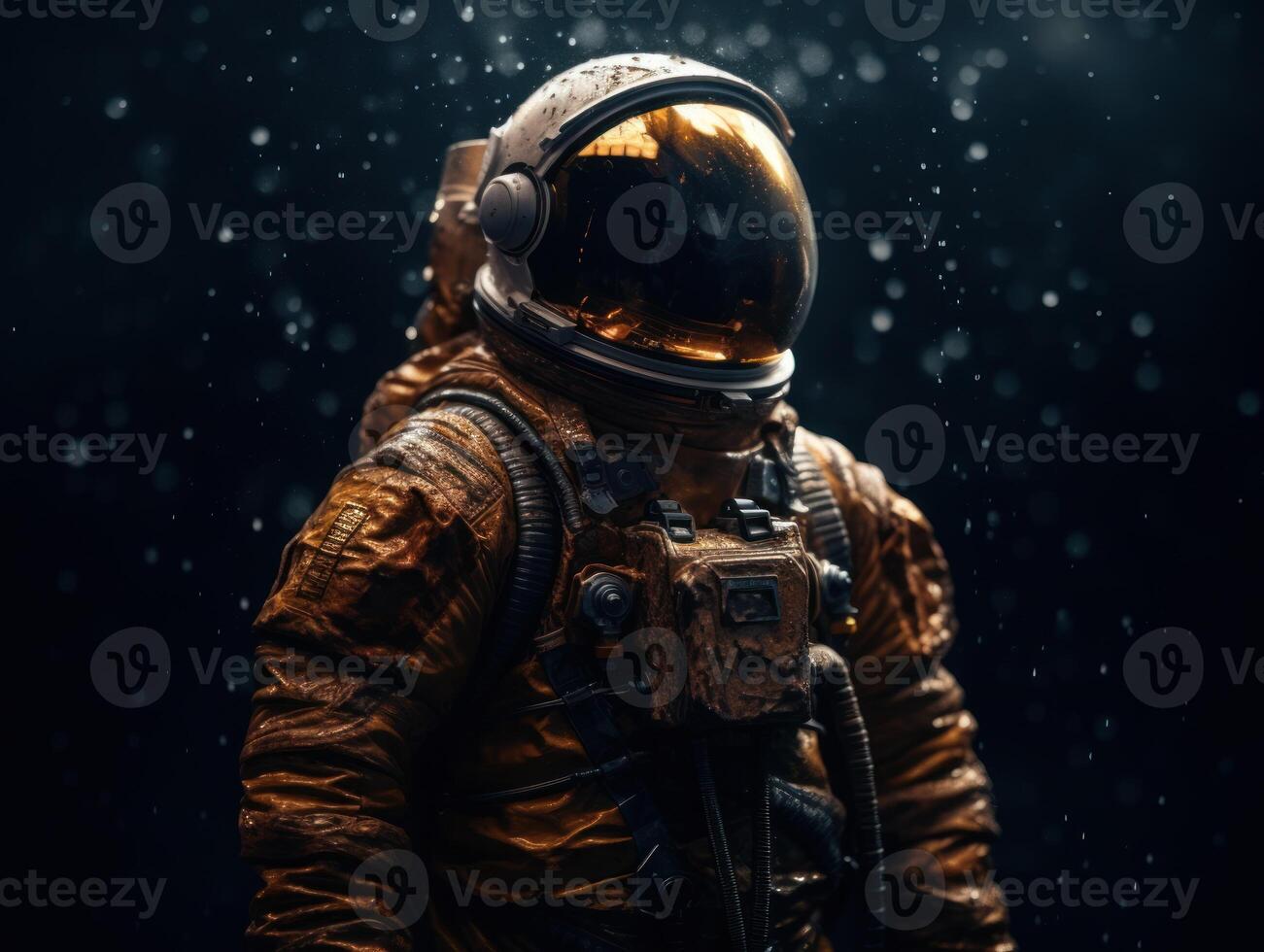 Astronaut in spacesuit against the background of the night sky Created with technology photo