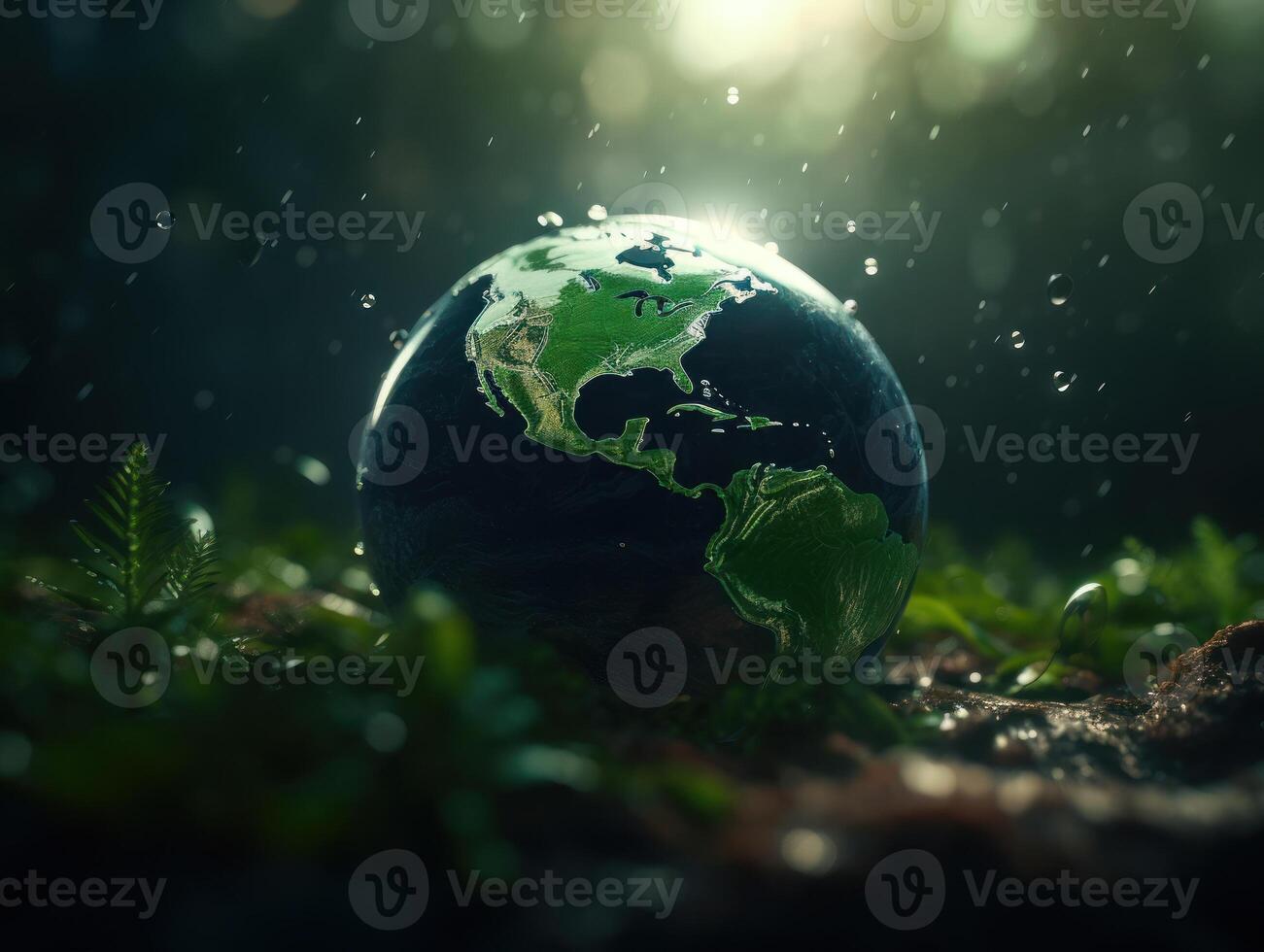 Green planet earth day nature protection concept Created with technology photo