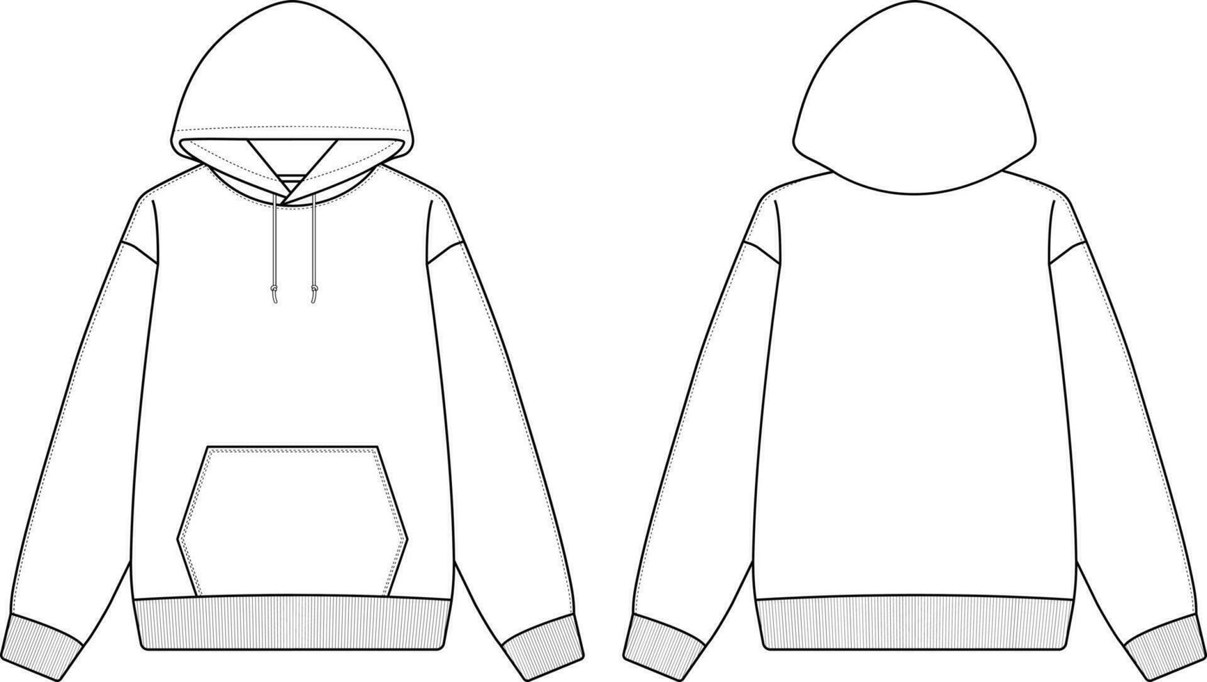 Hoodie Blank White Template Mock-Up for Designer, Vector illustration